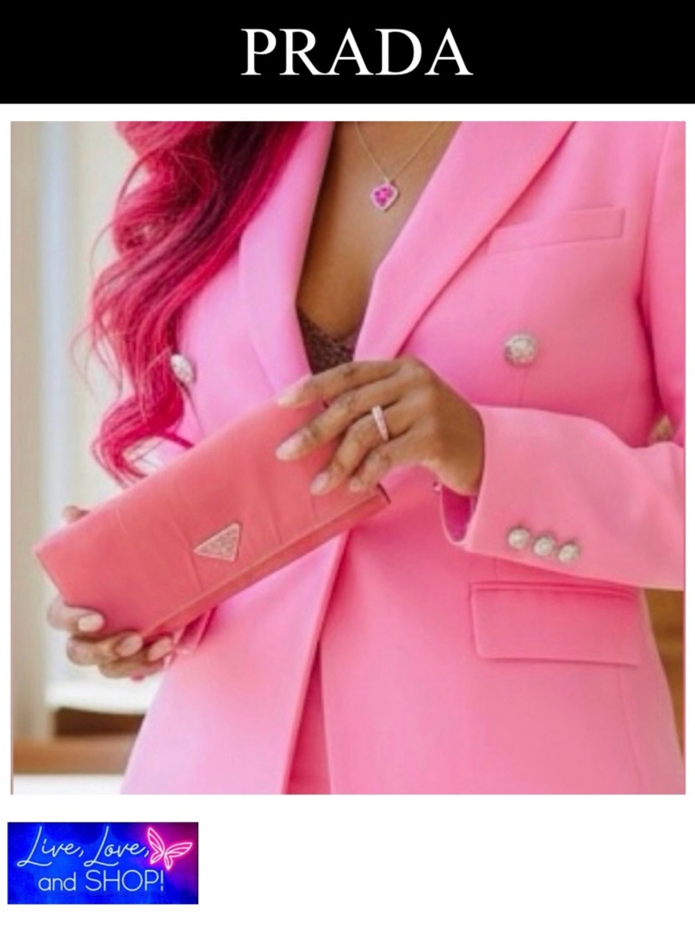 PRADA Pink Nylon Long Wallet, Authentic EUC